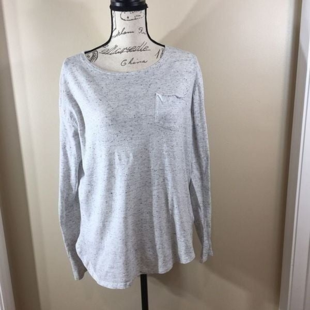 Carbon Womens Grey Speckled Long Sleeve Longer Length Pocket Tee Size Medium - Picture 6 of 10